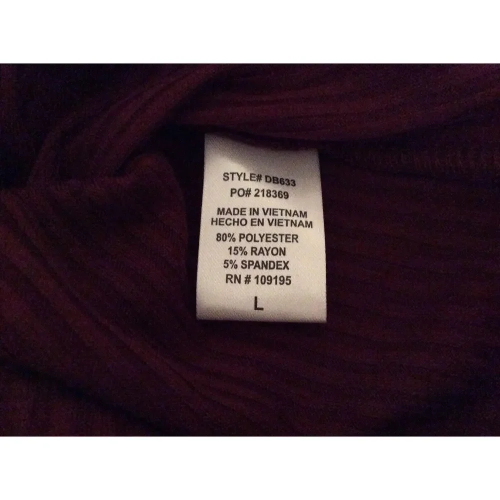 Love J Wiggle Dress Body Con Size Lg Off The Shoulder Burgundy PinUp Festive